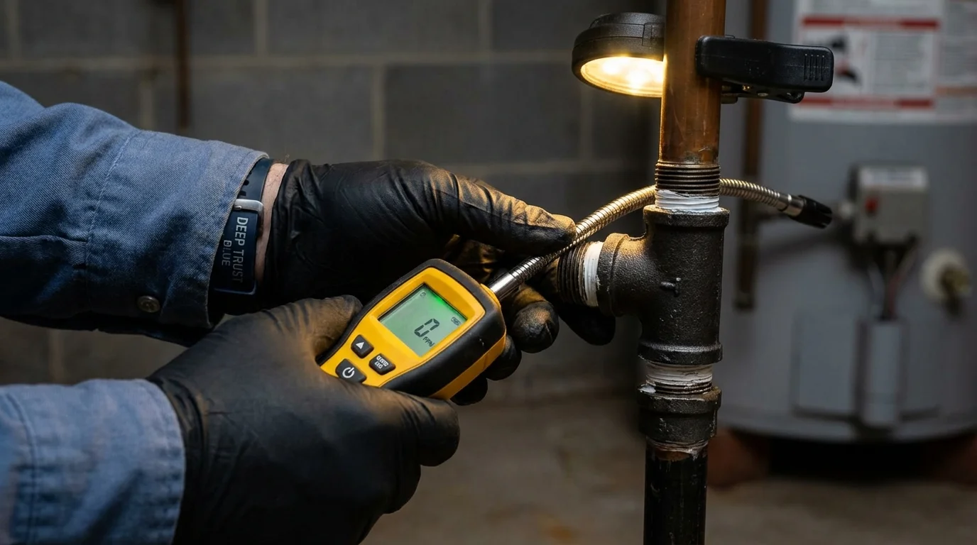 Gas leak detection with electronic sniffer by Johns Plumbing LLC in Somerset